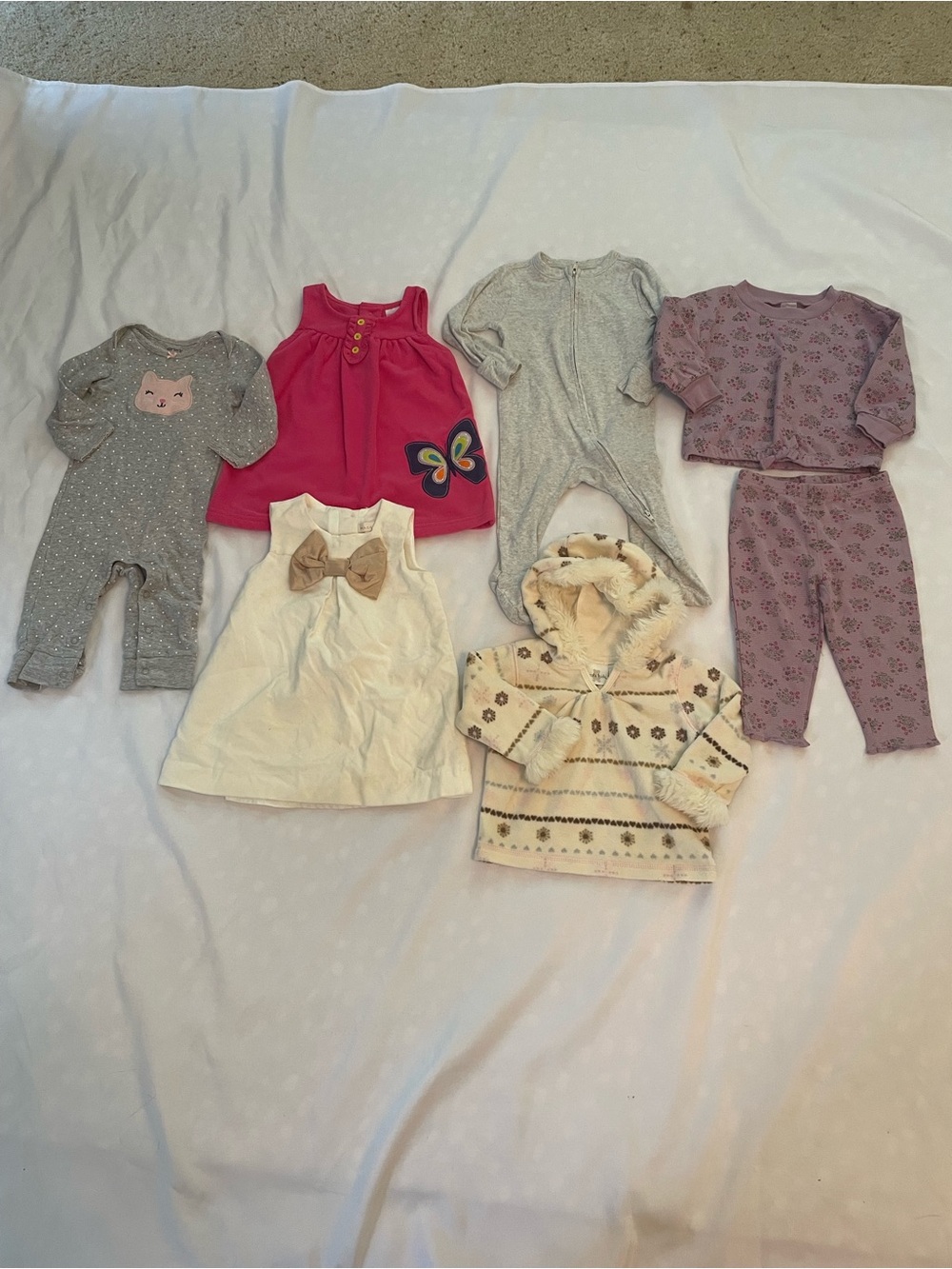 Carter's/Old Navy Pink Purple Gray Mix Baby Outfits, Sizes 6-9, 9, and 12 Months - Picture 1 of 9